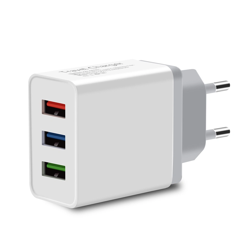 Universal 5V 2.4A 3 USB cargador de viaje Portátil Adaptador de enchufe de pared de la UE de teléfonos móviles cargador inteligente