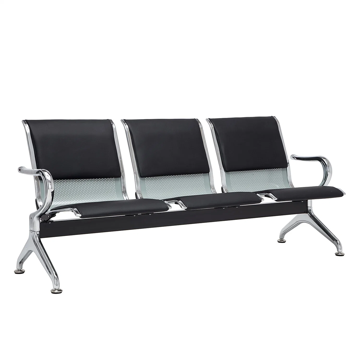 PU Leather 3-Seat Reception Bench Waiting Room Chair