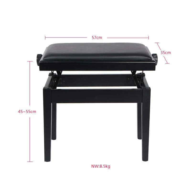 B-210 High Grand Brilliant Adjustive Piano Stool with Padded Cushion Wooden Piano Bench