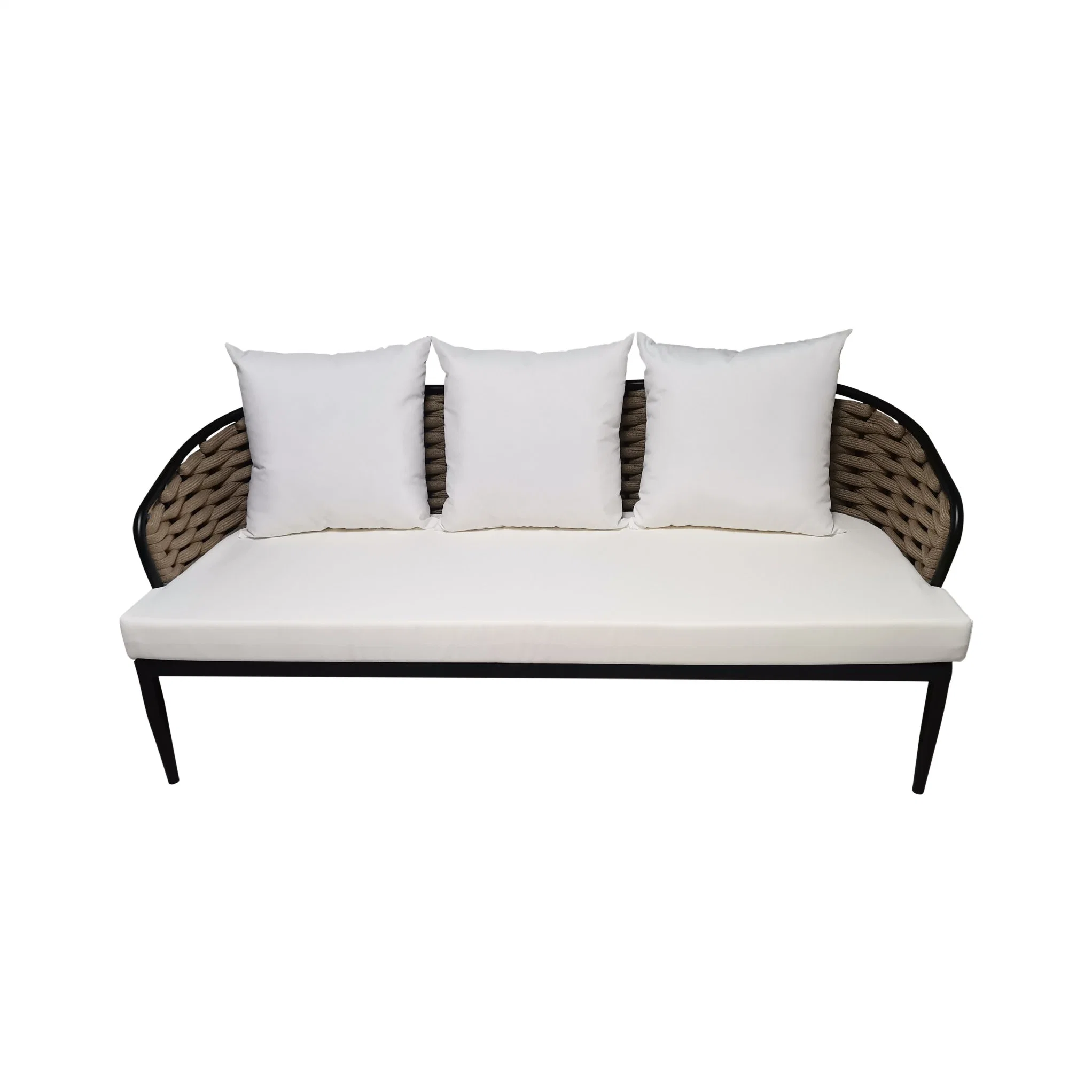 Aluminum Frame Outdoor Garden Corner Lounge Sofa Set with Teak Wood Table