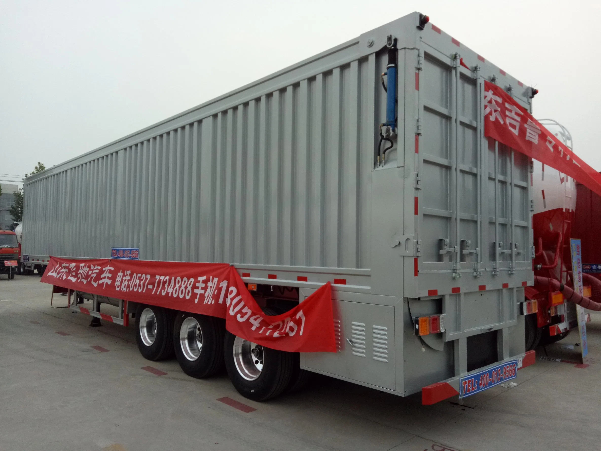 Luen 3 Axle Standard Box 80tons Semi Trailers Grain Bulk Cargo Transportation