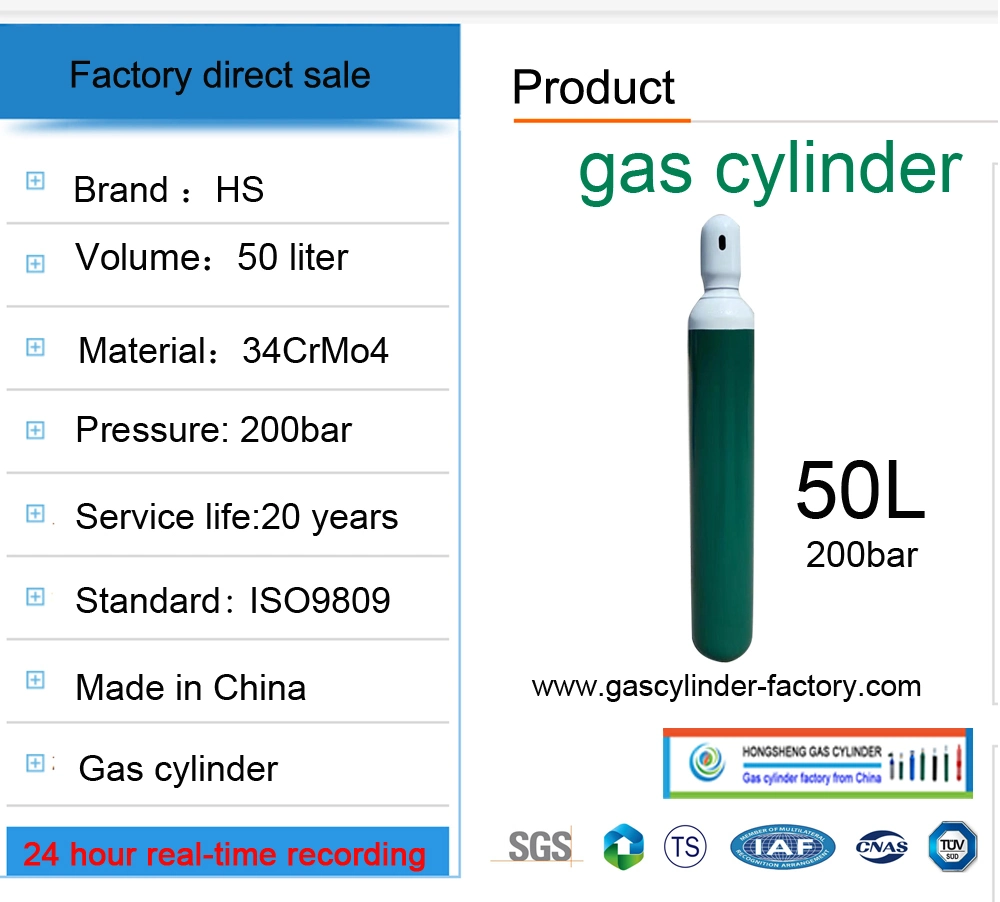 ISO9809 CO2 Argon Medical Nitrogen Helium Air Industrial Gas Cylinders