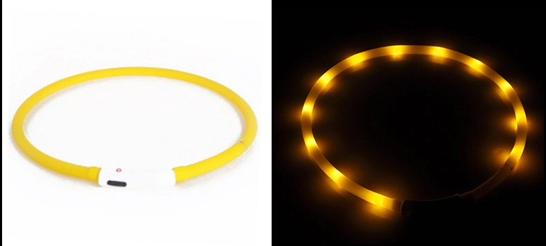 Pet Collar Can Freely Move USB Charge Silicone LED Luminous Dog Chain