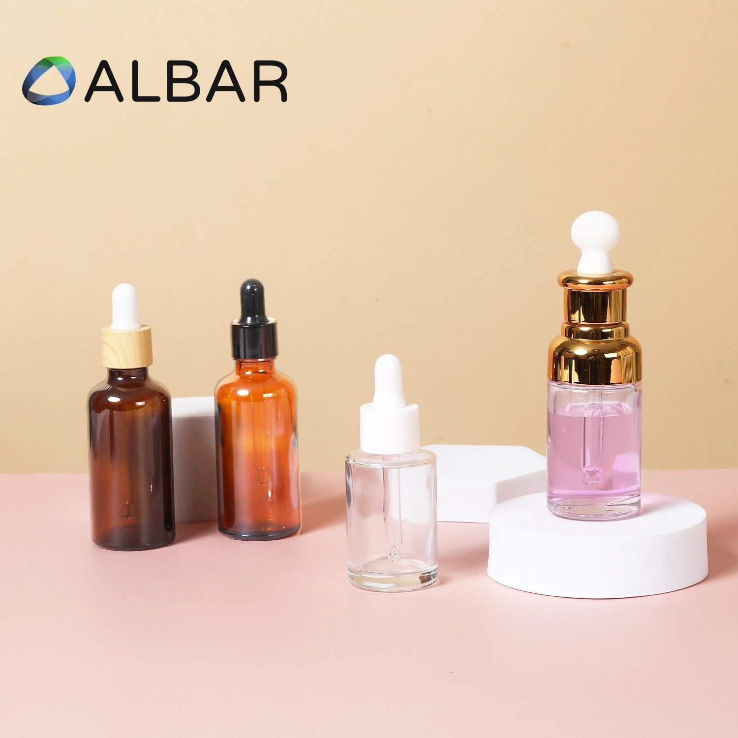 Petite taille 10ml 20ml 30ml 50ml 100ml Flacon en verre pour soins du visage avec épaule plate et oblique, pour lotion, sérum, huile, avec compte-gouttes et pompe hermétique. Bouchons pour enfants disponibles.