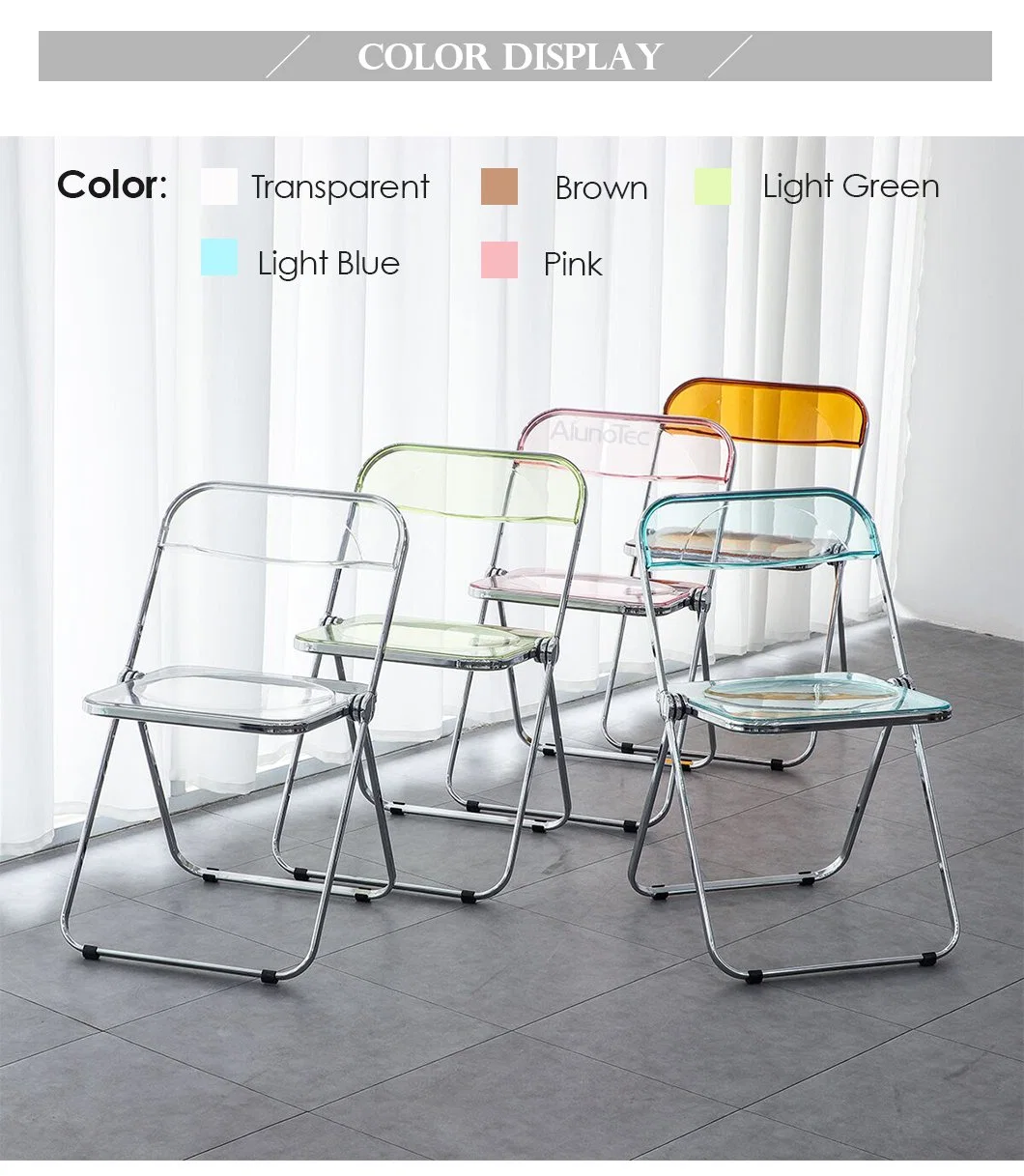 Space Saving Outdoor Chair Folding in Steel Chromed and Plastics