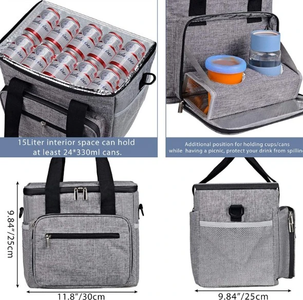 Freezable Fold Able Nylon Insulated Thermal Lunch Cooler Bags Lunch Storage Bag