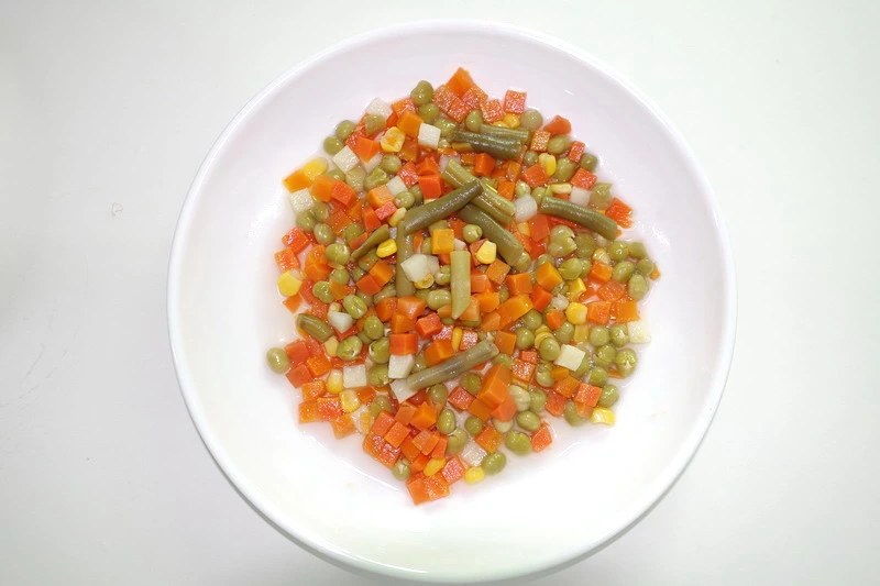 Carnes frescas de conservas de legumes mistos com cenoura/ Milho Doce /Feijão verde