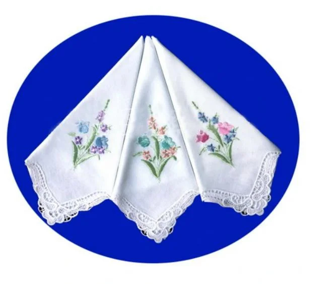 100% Cotton Handkerchiefs with Embroidery