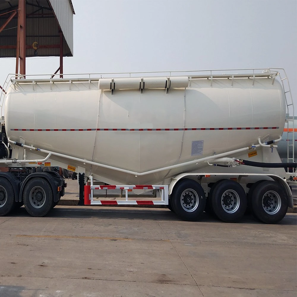 China 30-70cbm 3 Axle Bulker Cement Trailer Fly Ash Powder Air Compressor Granule Tank Trailer Bulk Cement Tanker Trailer