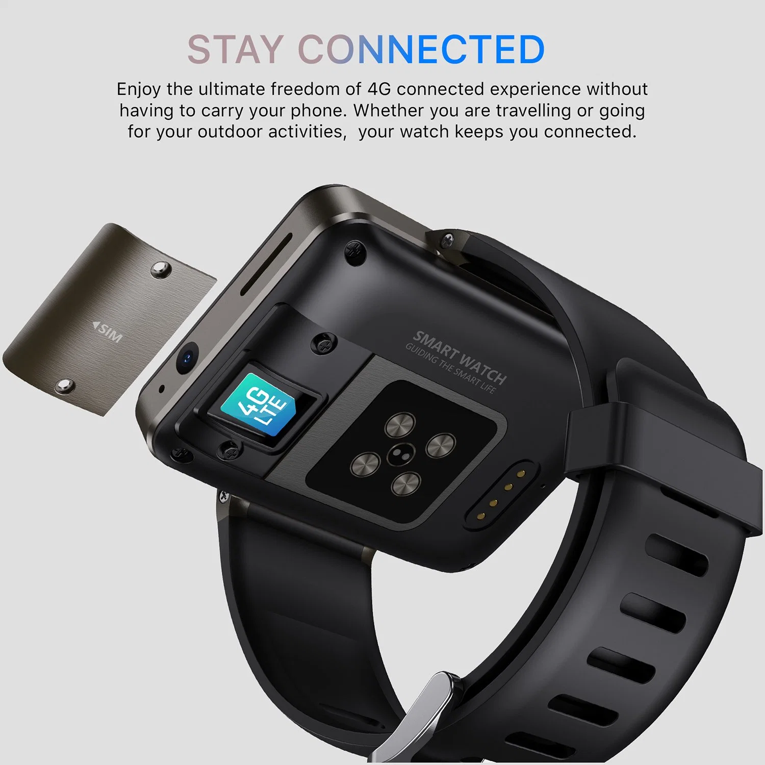 4G LTE Full Touch Large Battery Capacity Dual Camera Smart Watch Phone with Health Monitor DM101