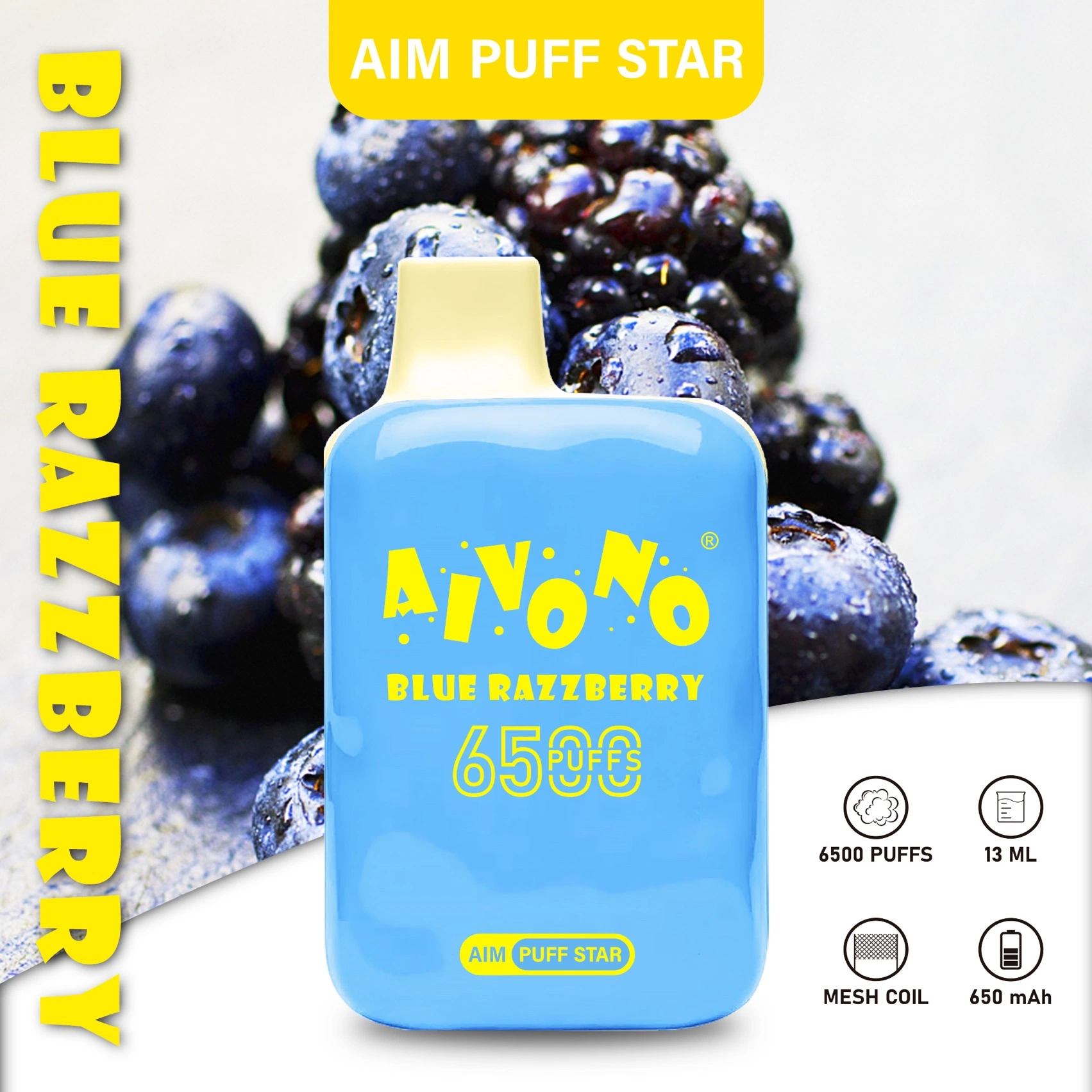 2023 New Product Aivono Aim Puff Star 6500 Puffs 13ml E-Juice Prefilled Mini Vape Pen 400 mAh Battery Rechargeable Ecigarette