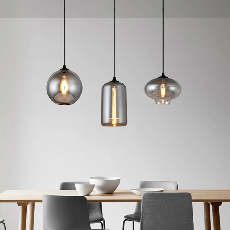 Zhongshan Beleuchtung Retro Nordic Design LED Pendelleuchte für das Abendessen Zimmer Küche Tisch Bar Schlafzimmer Art Schwarz Farbe Glas Decke Kronleuchter Licht E27