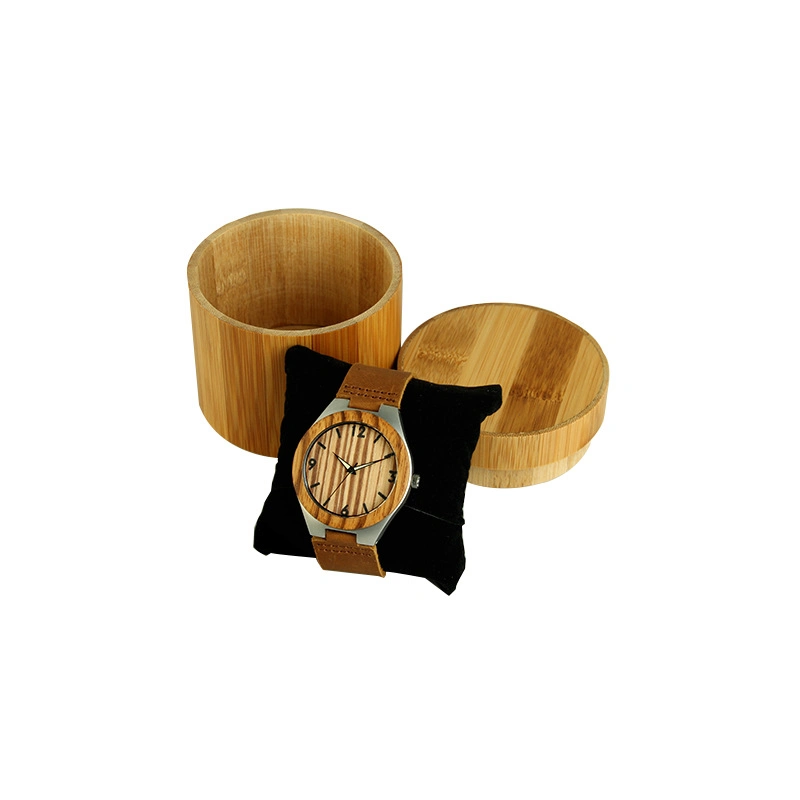 Custom Watch Box Gift Packing Box Bamboo Cylinder Box for Wooden Watch