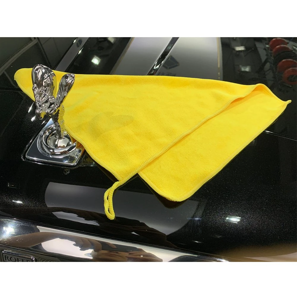 80%Polyester 20%Polyamide Yellow 30X40cm Microfiber Kitchen Household Car Towel, Hand Towel, Glass Dish Tea Towel Cleaning Cloth with Hanging Loop