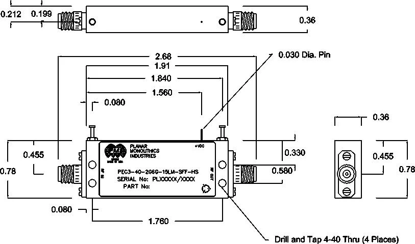 Banda L para banda C 1,85 GHz ~ amplificador limitador FM RF 6,25 GHz Rede GSM do módulo do amplificador de potência