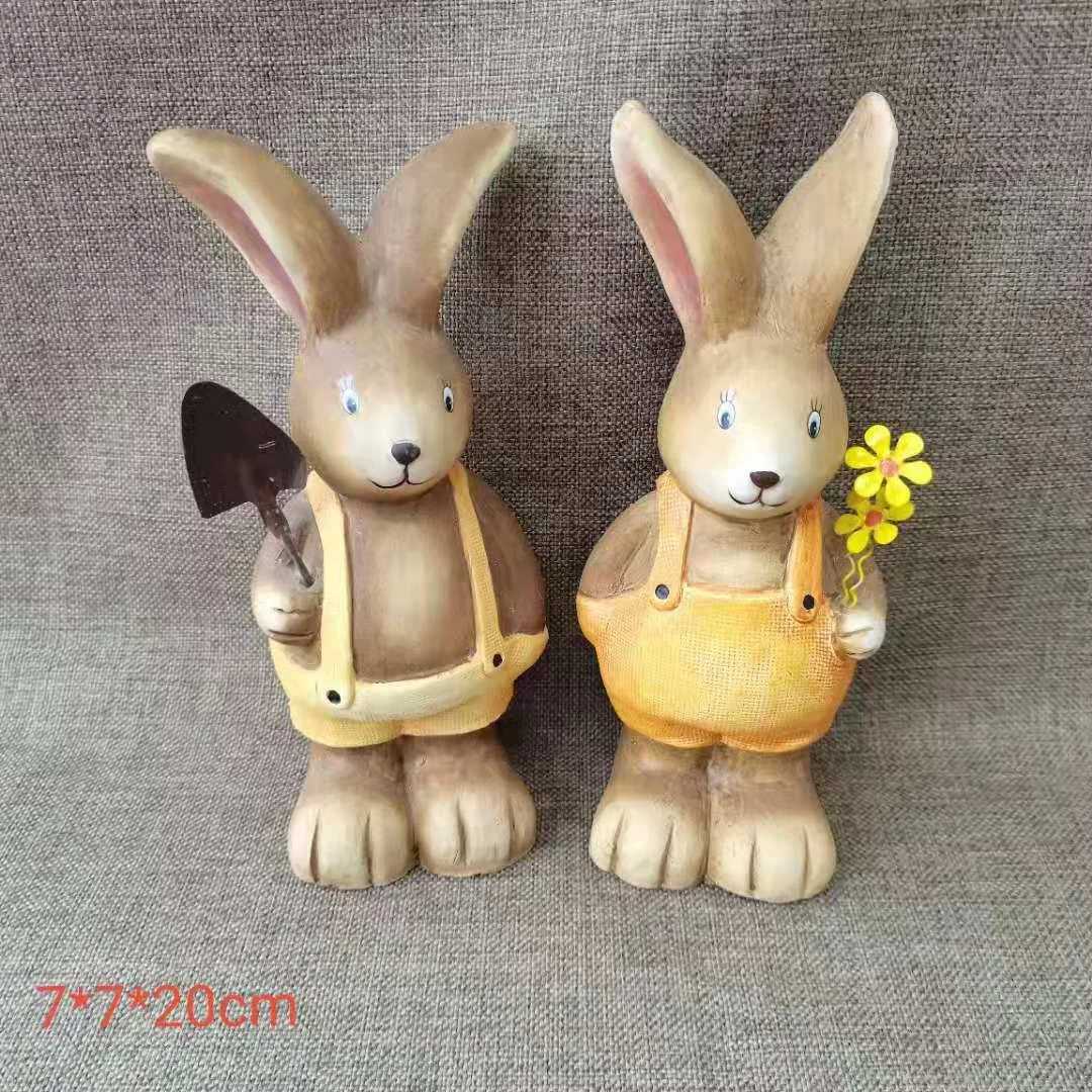 La Pascua escritorio creativo adorable conejito Artes artesanía de cerámica de resina Office Hogar Polyresin adornos regalos mueble TV Animal muñeca decoración conejo