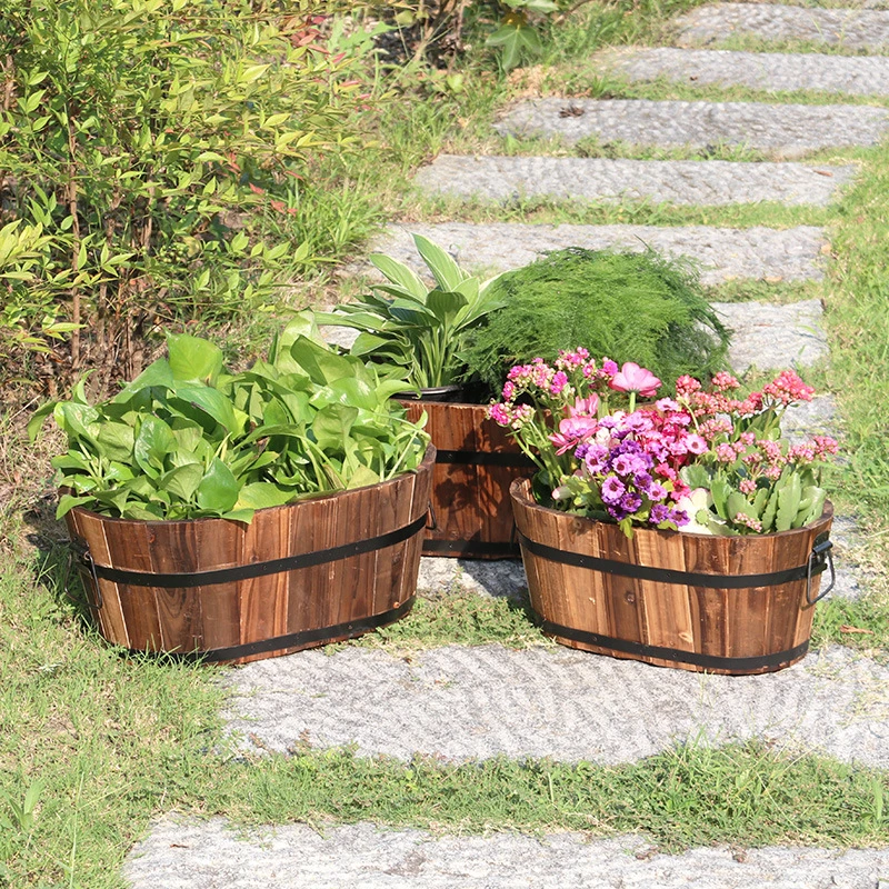 Buena calidad de Jardín y Exterior ajustable moderno de mediados de siglo, la madera natural de la planta de bambú soporte para maceta