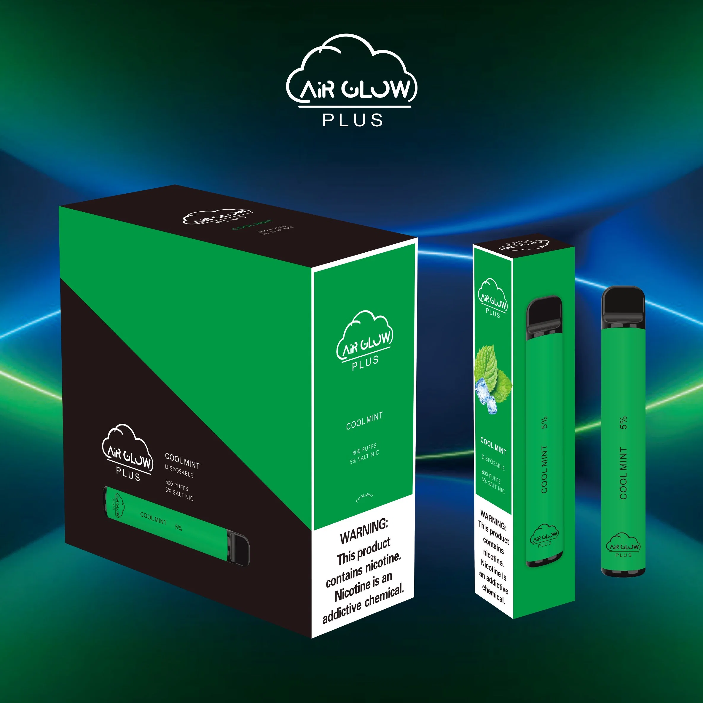 2021 agora, o design da barra de sopro Air Glow Plus 800 é mais fácil 3 ml de líquido e 5% de nicotina descartável, caneta de papel de Vape Atacado eletrónico Fumar cigarro