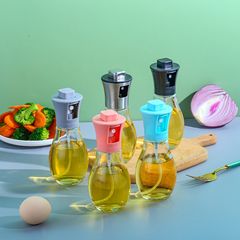 200ml Glass Olive Oil Sprayer Mister Oil Spray Bottle Canola Oil Sprayer Refillable Glass Oil Dispenser Bottle for Air Fryer Salad Making Baking BBQ