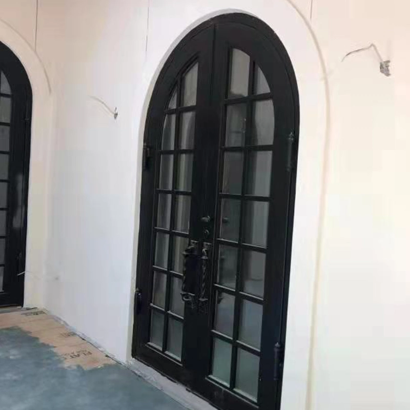 Chinese Supplier Customizes Metal French Double Wrought Iron Door Steel Door for Us Customer