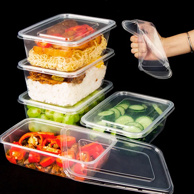 Custom Dispos Clear Microwavable Disposable Plastic Lunch Box Food Containers with Lid