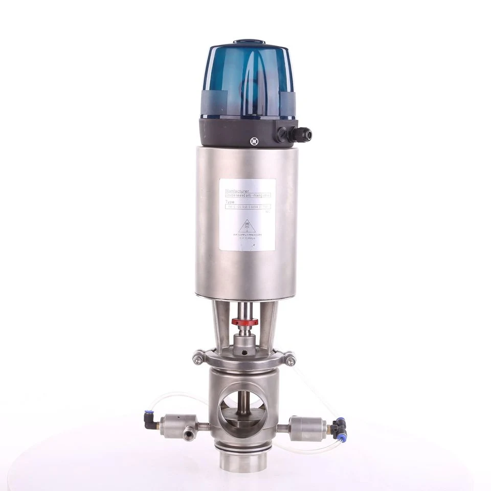 Xusheng Food Grade Double Seat Valve Sanitary Pneumatic Clamp Mixproof Valve