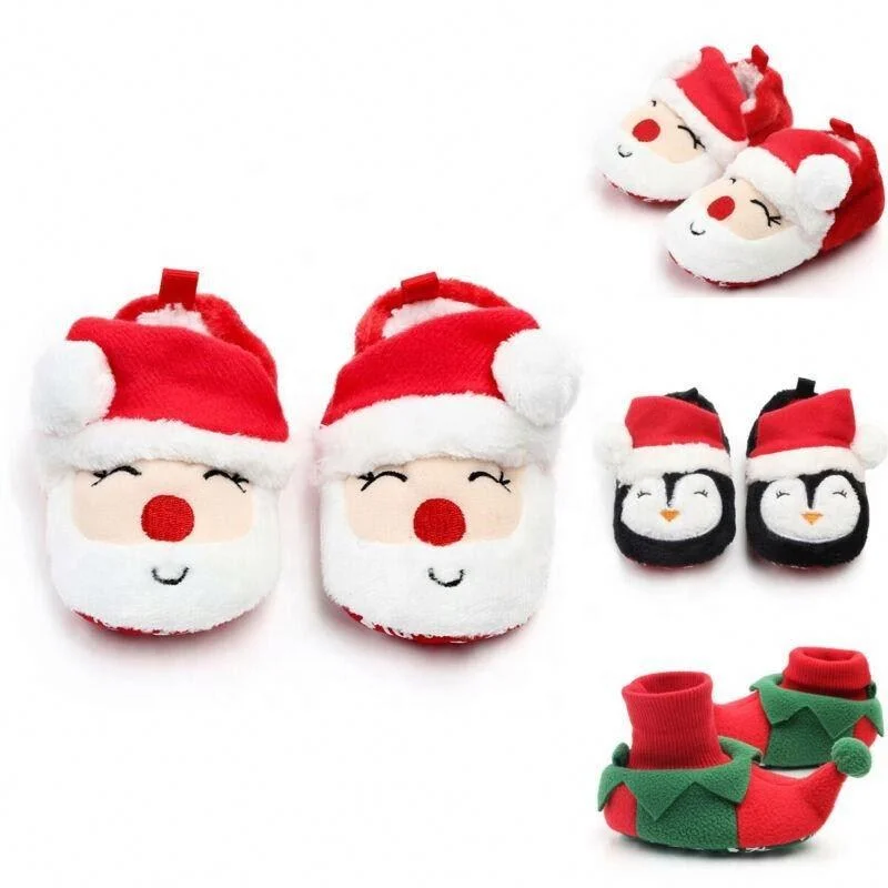 New Baby Boys Girls Christmas Slipper Shoes Toddler Booties Red