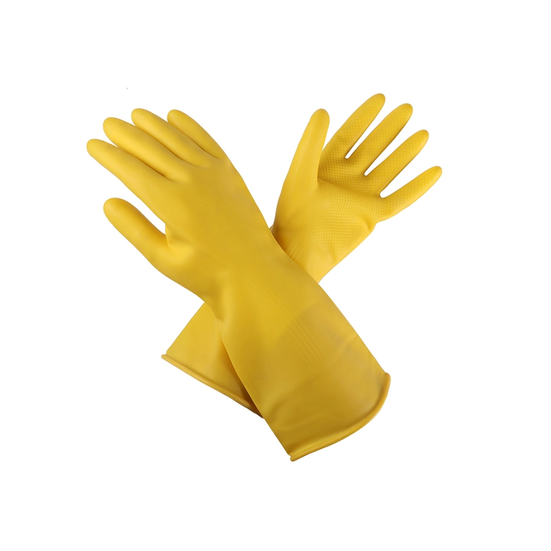 Látex natural 100% Látex amarillo hogar lavavajillas Limpieza de manos Guantes de goma