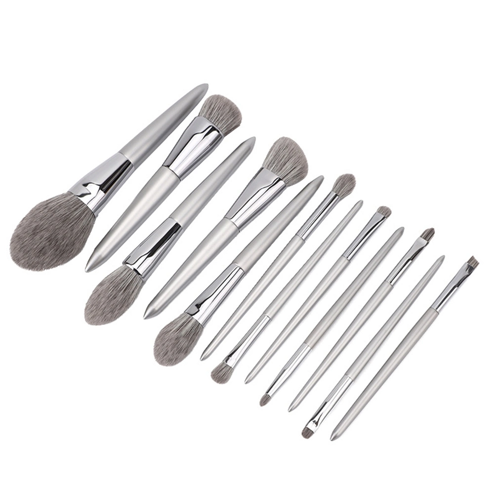 12PCS in One Silver Color Handle Professional Makeup Brushes Set Makeup Brushes Beauty Products High Quality