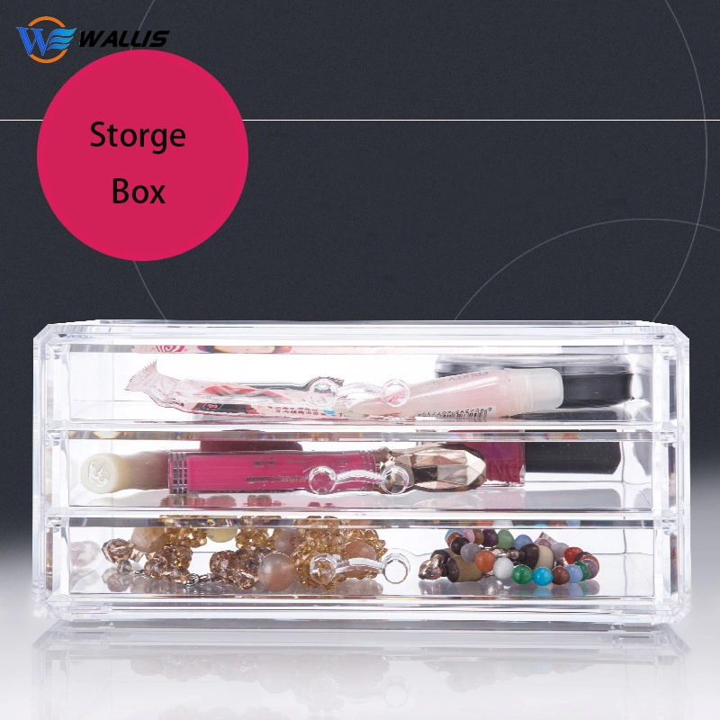 Transparent Drawer Type Acrylic Injection Box Wholesale/Supplier Custom 3-Layer Desktop Storage Box