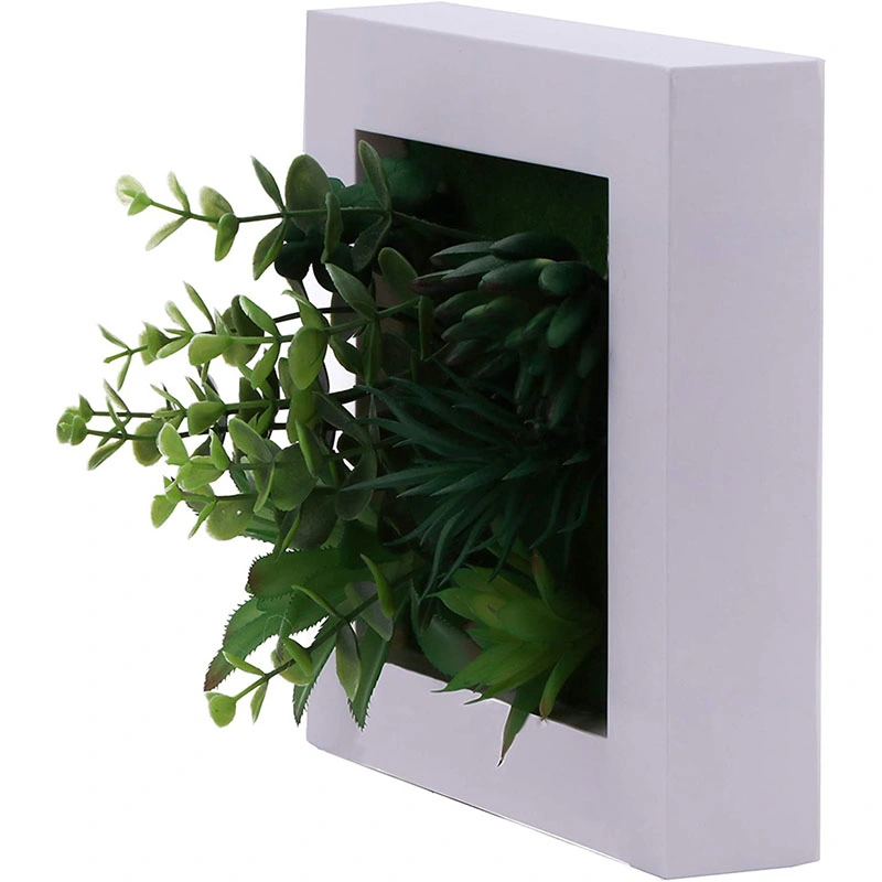 Artificial Plants, Artificial 3D Wall Hanging Plants in Plastic Frames, Decorative Wall Art 3D Artificial Succulent Plants Greenery for Indoor Home Wall Decor