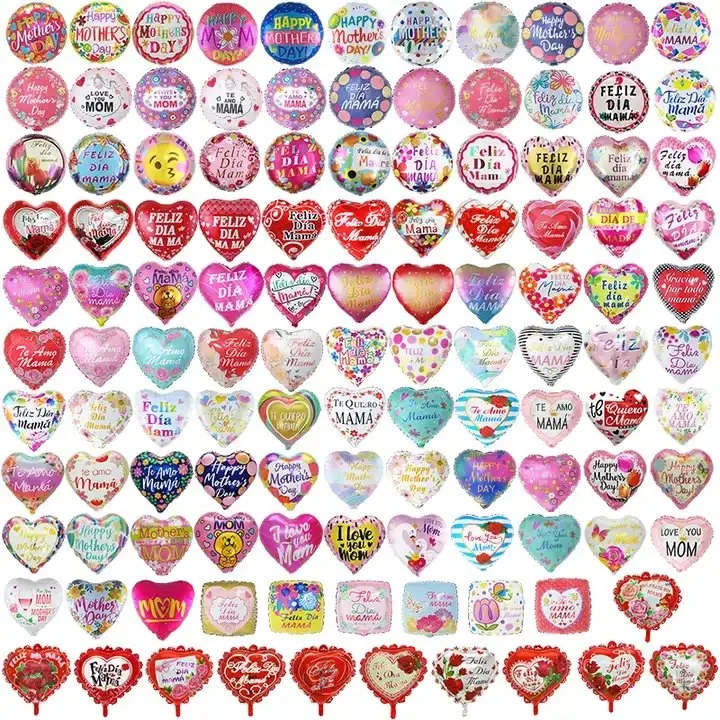 Heart Flower Shape Happy Mother Day Mama Balloon Te Quiero Foil Aluminum Helium Balloons for Mom Mummy Mama Party Decoration