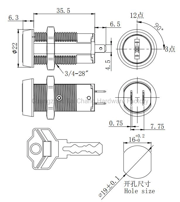 Security Manufacturer Cylinder Key Code Switch Lock