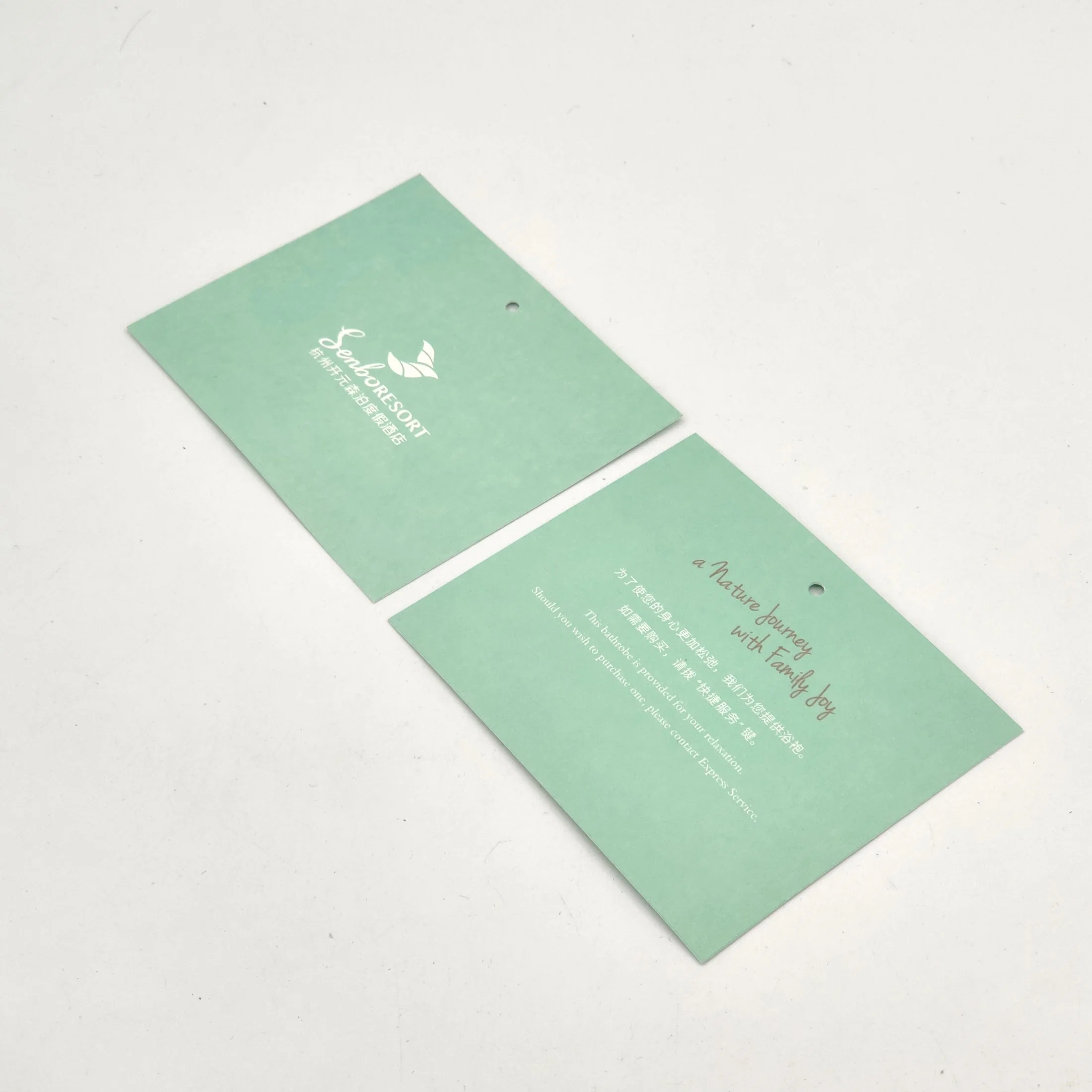 Green Color Clothing Tag Paper Card with Custom Logo Product Label Card