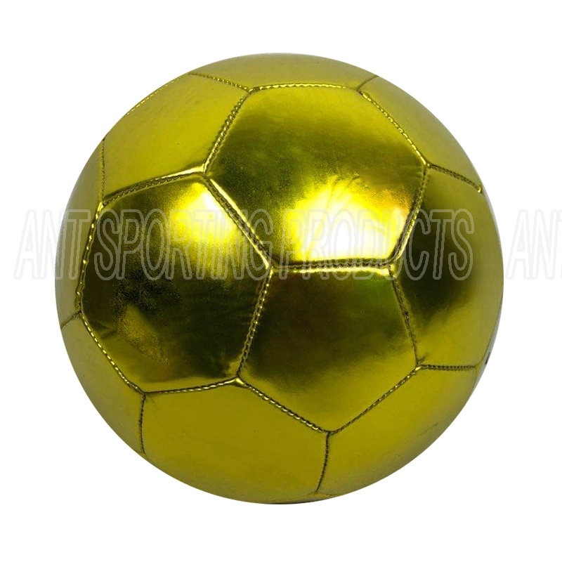 Ballon de football en cuir PVC métallique or de couleur taille cinq