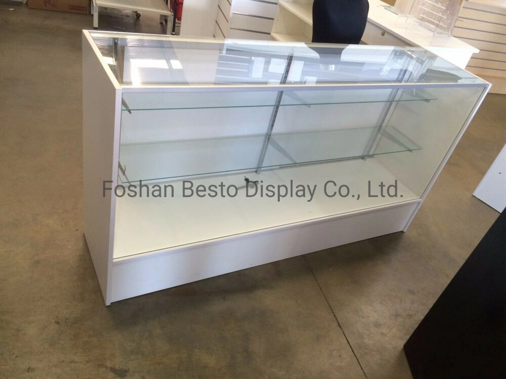 60'' Melamine Laminate Finish Glass Cash Counter with Glass Shelf for Retail Shops Display, Decoration