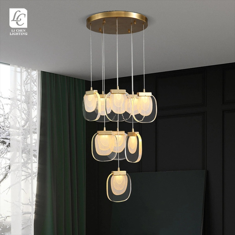 Professional Custom Modern Gold Villa Living Room LED Chandelier Lighting