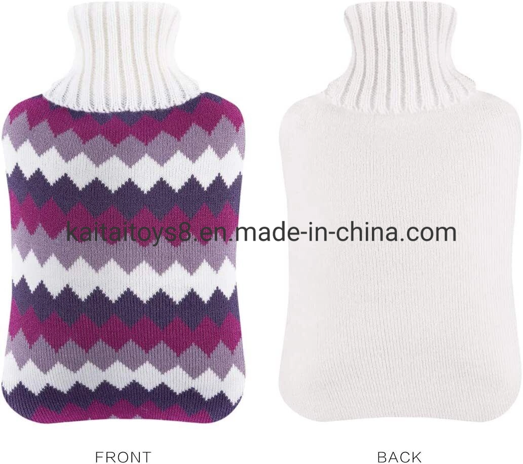 500ml 1000ml 2000ml 2L Natural Rubber Hot Water Bottle Bag with Knit Cover Classic Pattern