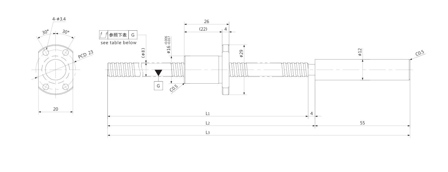 Kgg Miniature Cold Rolled Ball Screws for Transmission Systems (BSD Series, Lead: 2.5mm, Shaft: 8mm)