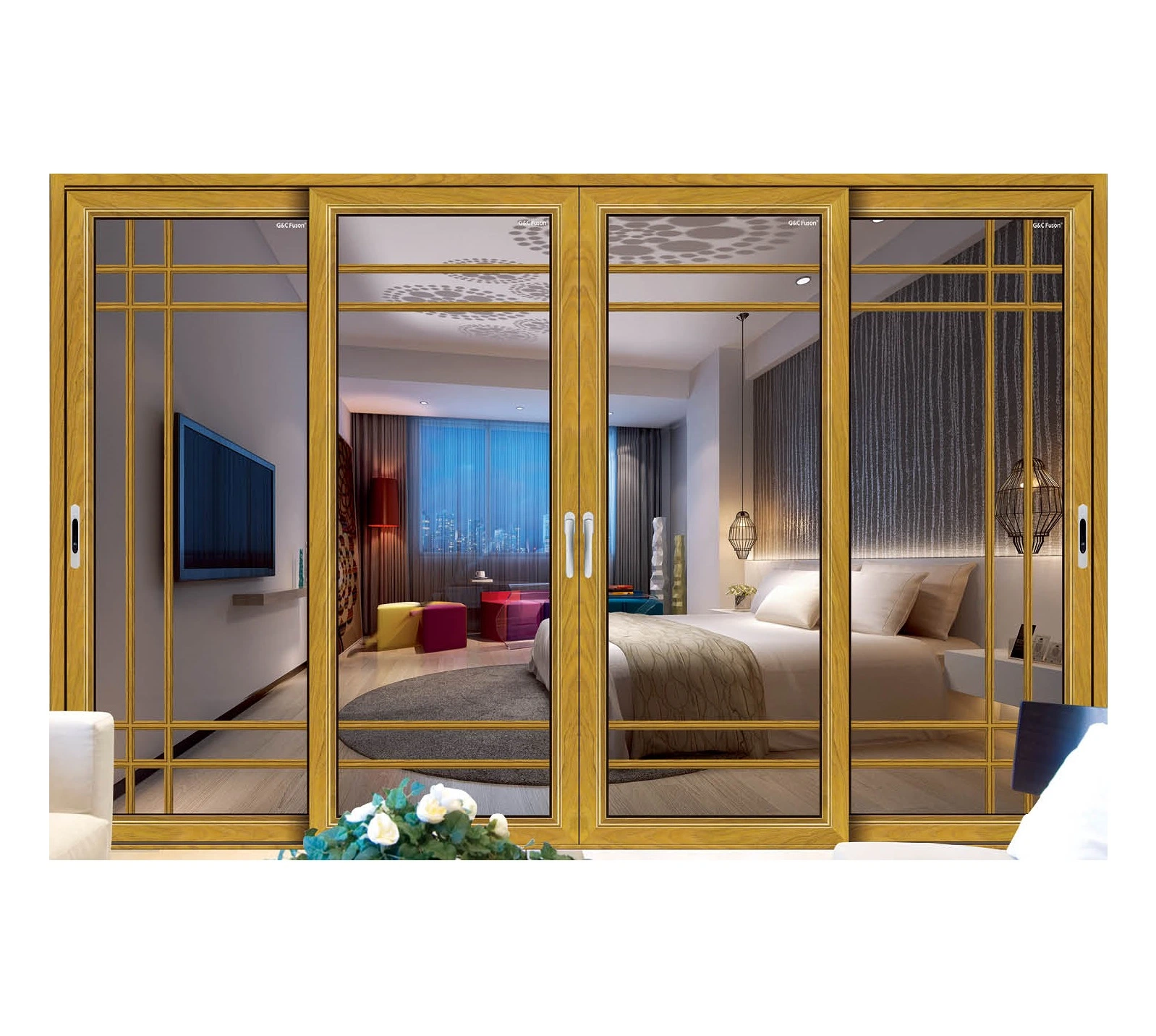 Customized Color Frame Aluminium Exterior Position Sliding Door, Good Reputation Glass Door