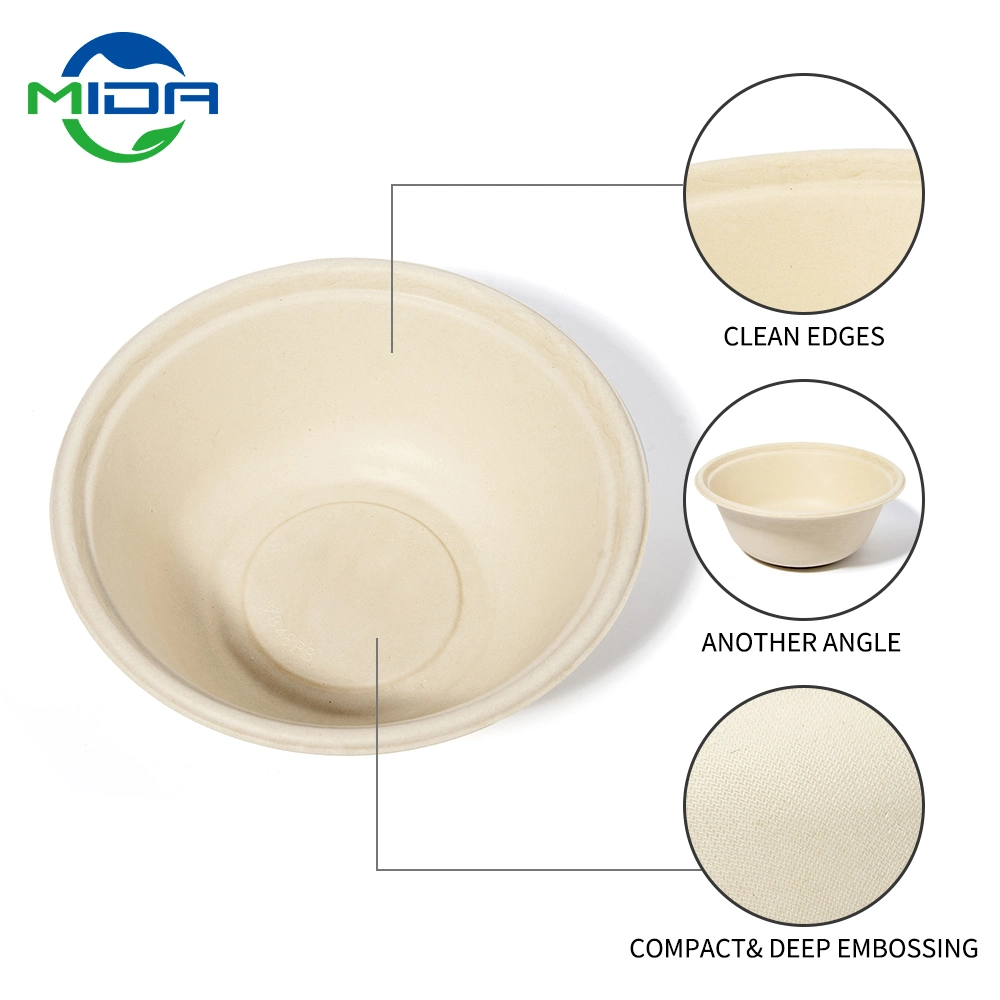 Pfas Free Biodegradable Food Container Sugarcane Bagasse Paper Pulp Food Packaging Bowl