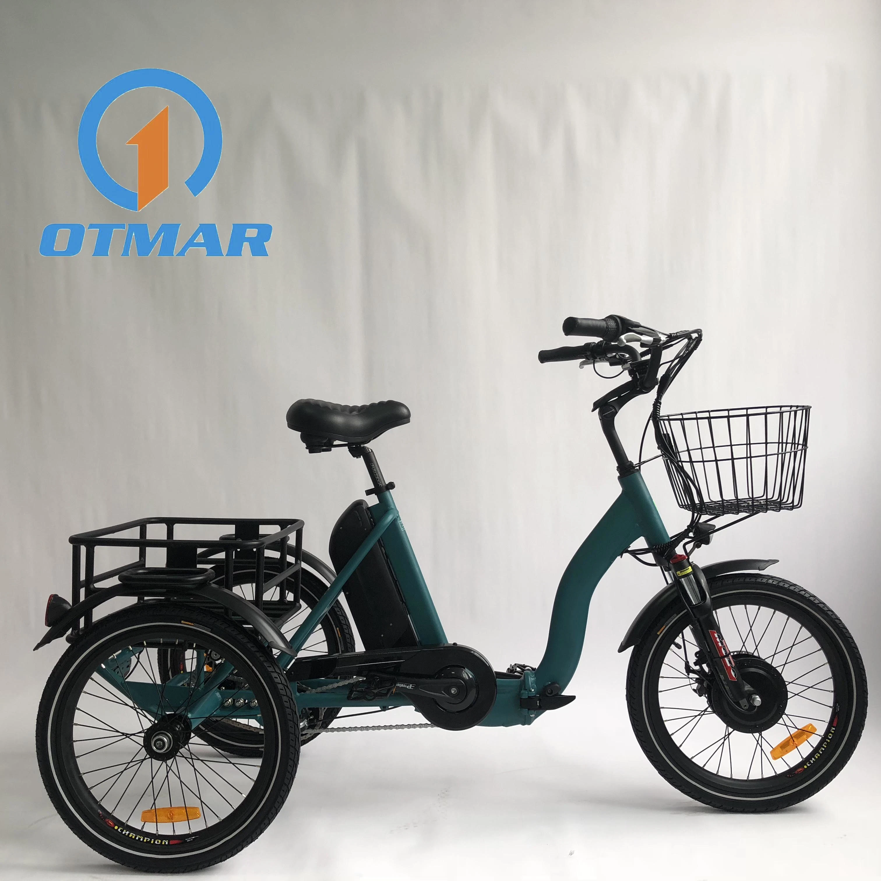 Venta caliente Ciudad Trike eléctrico de 3 ruedas de bicicleta plegable de carga de 36V/48V Batería de litio triciclo eléctrico adultos Road neumático pequeño E Trike