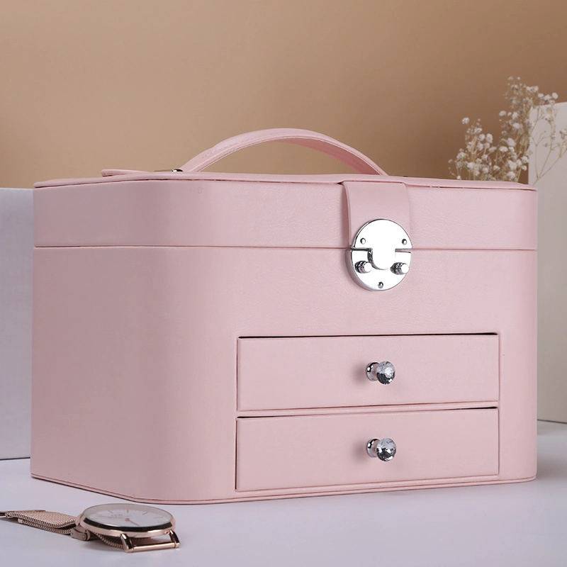 Drawer Type Big Space Multi-Layer Jewelry Boxes Storage Box with Clamshell Makeup Mirror