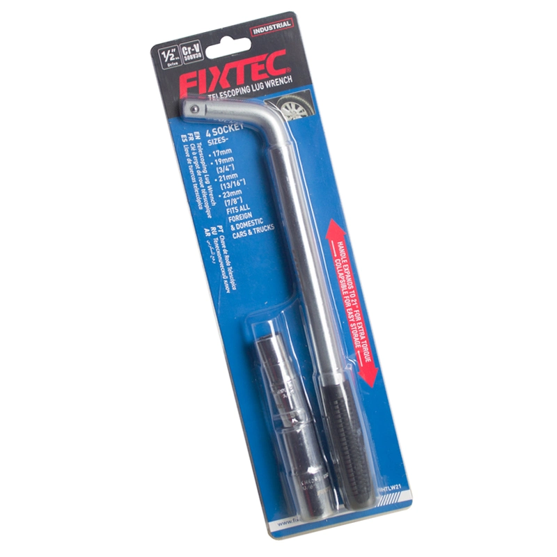 Fixtec 21'' Lug Wrench Telescoping Power Wrench with Two Standard Sockets