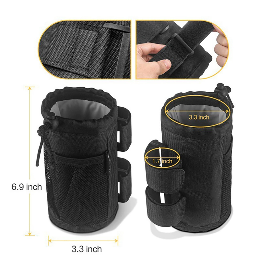 Cup Holder 2pack for Bike Scooter Wheelchair Car Walker Golf Cart Universal Drink Holder Accessories Water Bottle Holder with Net Pocket and Cord Lock Bl21703