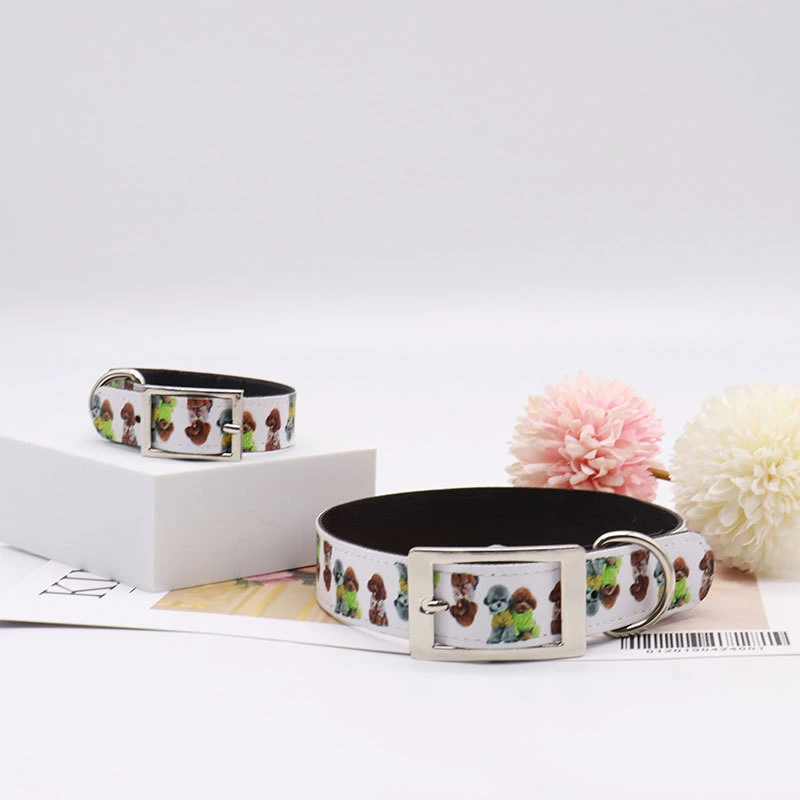 Sublimation Blank PU Leather Pet Collar Heat Transfer Printing DIY Adjustable Pet Belt for Whoelsale