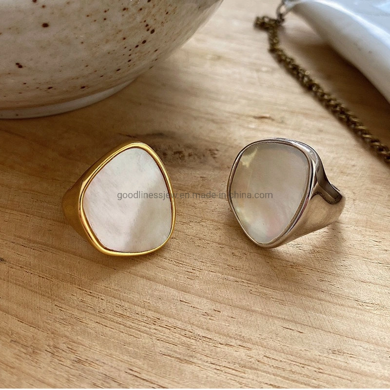 Mother of Pearl Irregularity Shape Gold Plated Ring Fashion Jewellery