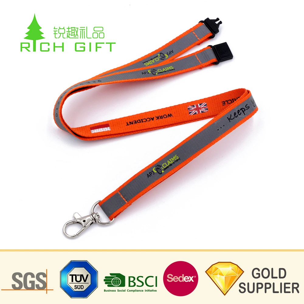 Wholesale/Supplier Custom Design Flat Polyester Material Full Color Imprinted Reflective Wrist Lanyard for MP4