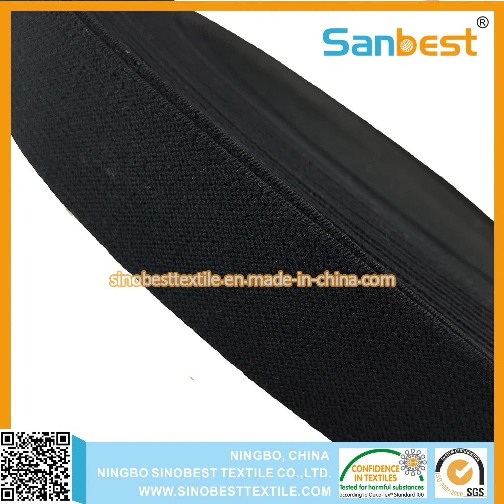 100% hochwertiger schwarzer elastischer Webzug für Kleidungsstücke