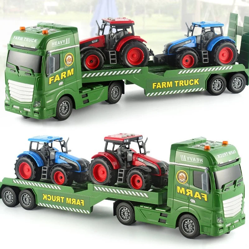 Farmer Flats Автомобили с автоавтомобилями и самолетами Детские игрушки Chilren Toy Transporter Truck Boys Подарочный трактор с. Свет и музыка